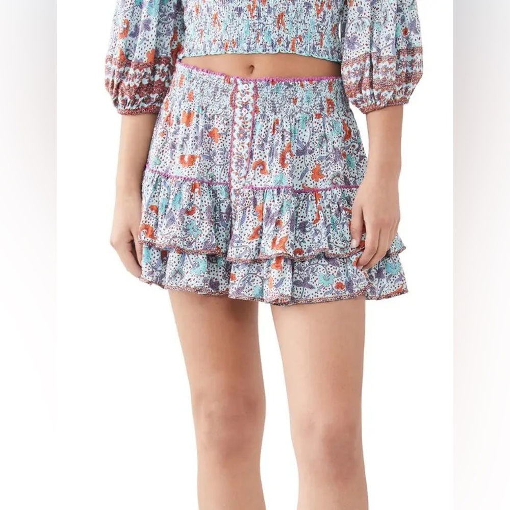 Poupette St. Barth A-Line Skirt - Purple and Orange Floral